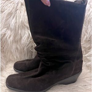 Chocolate brown suede boot
